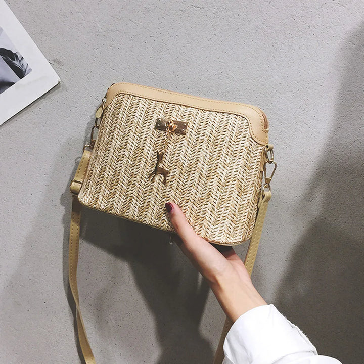 Boho Straw Shoulder Bag Women – Handmade Crossbody Bag Summer 2025