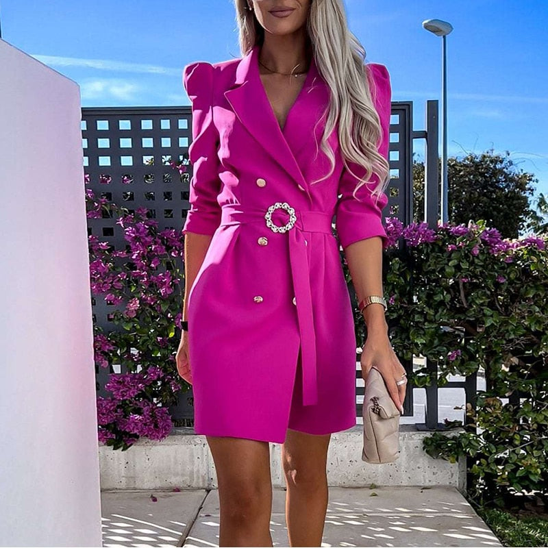 Women's blazer dress with belt – elegant cut