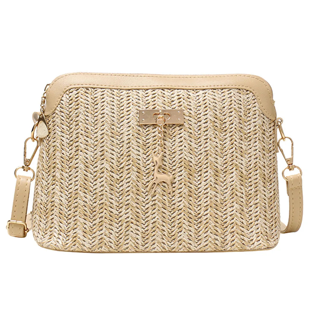 Boho Straw Shoulder Bag Women – Handmade Crossbody Bag Summer 2025