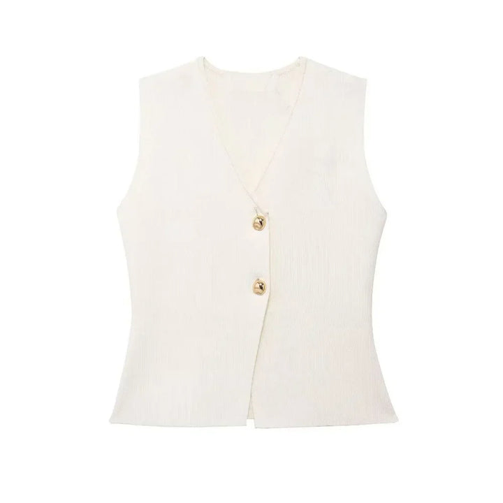Vest top with V-neck – soft stretch, Stockholm chic