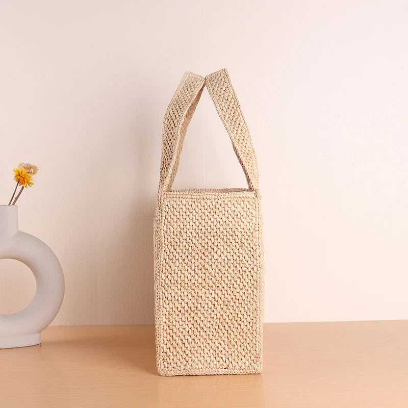 Luxury Raffia Beach Bag Women – Handmade Bag with Leather Handles