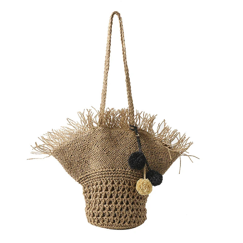Große Strohtasche Damen – Handgefertigte Strandtasche Sommer Shopper