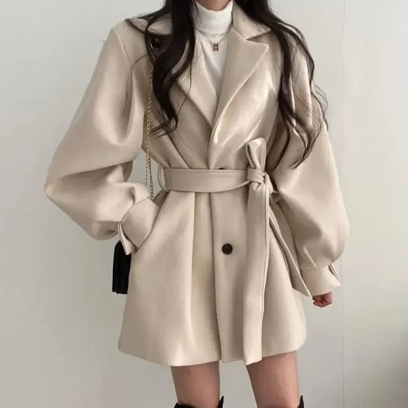 Elegant women's trench coat with belt – oversized & stylish