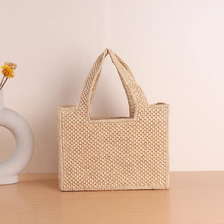 Luxury Raffia Beach Bag Women – Handmade Bag with Leather Handles