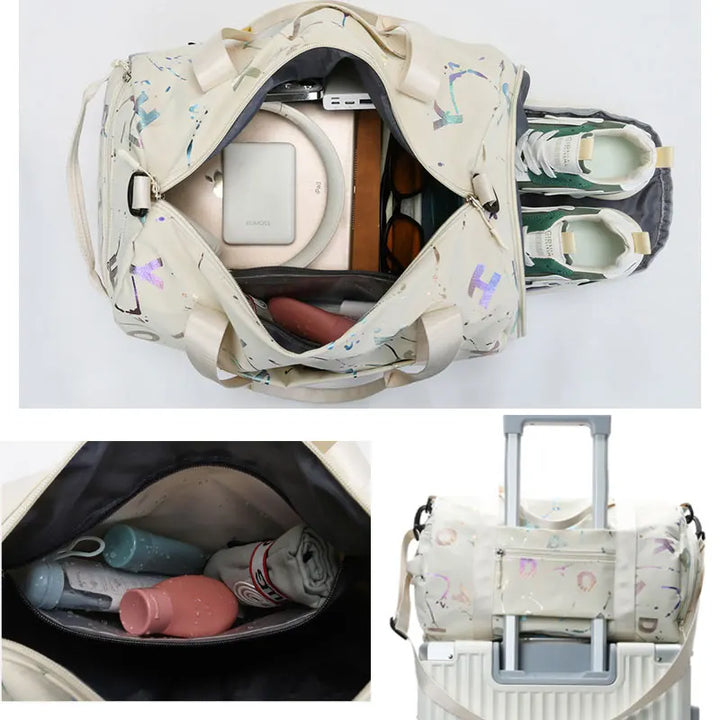 Sports bag for women – Stylish fitness & yoga bag with wet compartment & shoe compartment