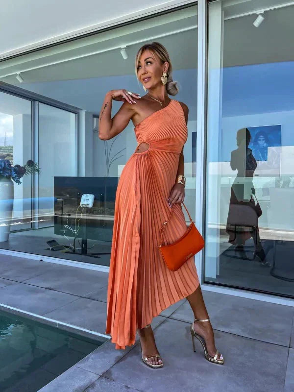 Women's dress pleated asymmetrical elegant | For summer or festive occasions