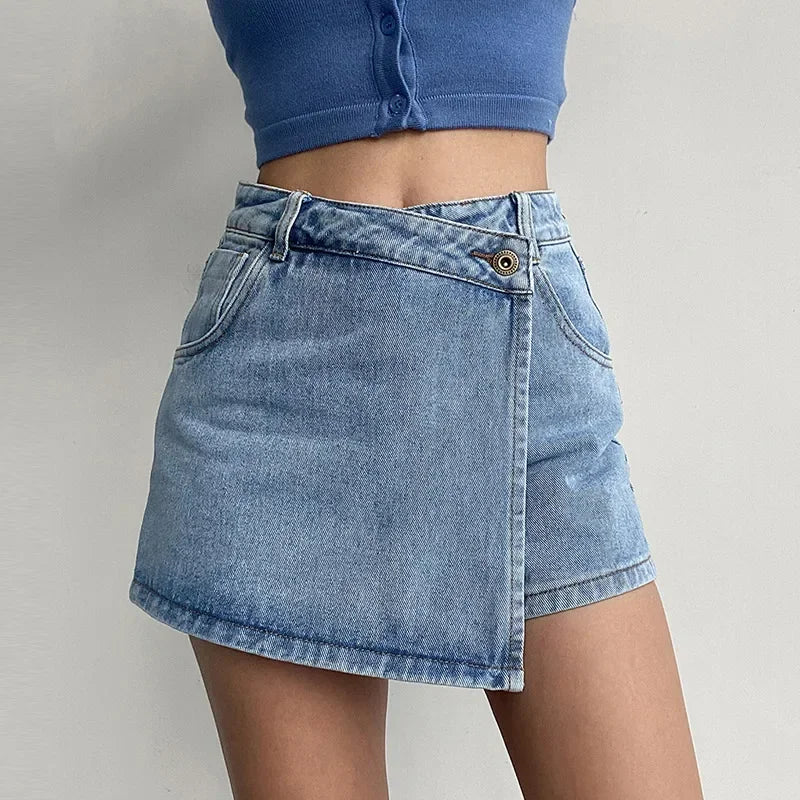 Women's High Waist Jeans Mini Skirt – Classic Look, Modern Design