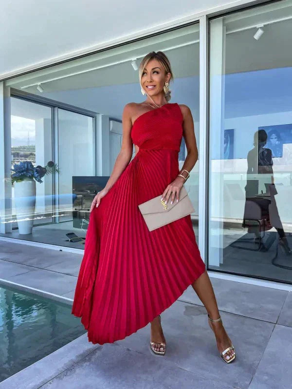 Women's dress pleated asymmetrical elegant | For summer or festive occasions
