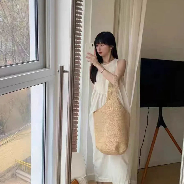 Boho Straw Bag Women – Handmade Beach Bag Summer 2025 Shopper