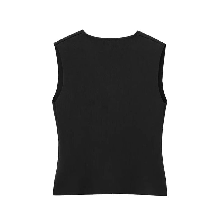 Vest top with V-neck – soft stretch, Stockholm chic