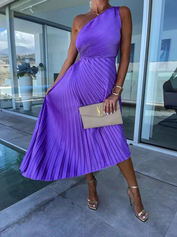 Women's dress pleated asymmetrical elegant | For summer or festive occasions