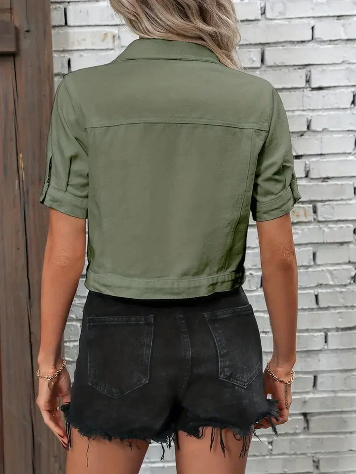 Women's denim jacket with short sleeves – Casual street style for summer