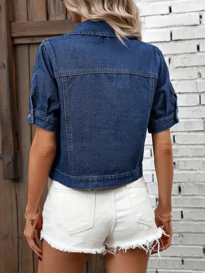 Women's denim jacket with short sleeves – Casual street style for summer