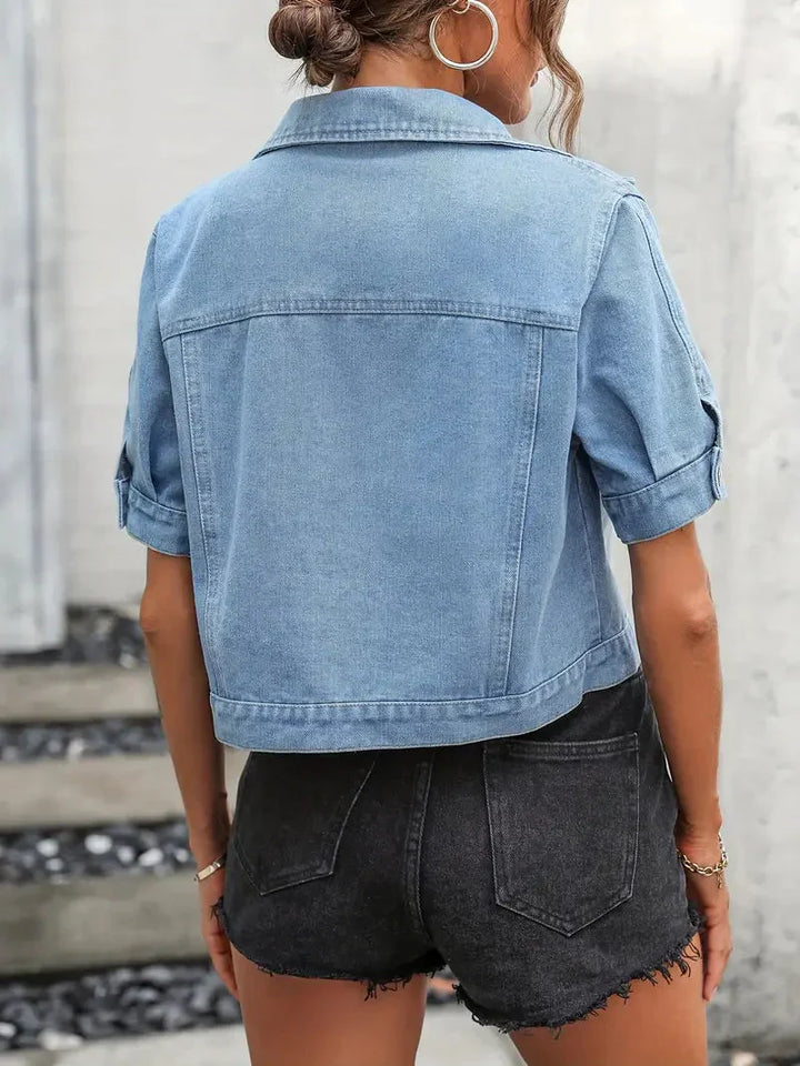 Women's denim jacket with short sleeves – Casual street style for summer