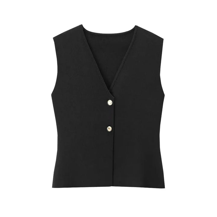 Vest top with V-neck – soft stretch, Stockholm chic