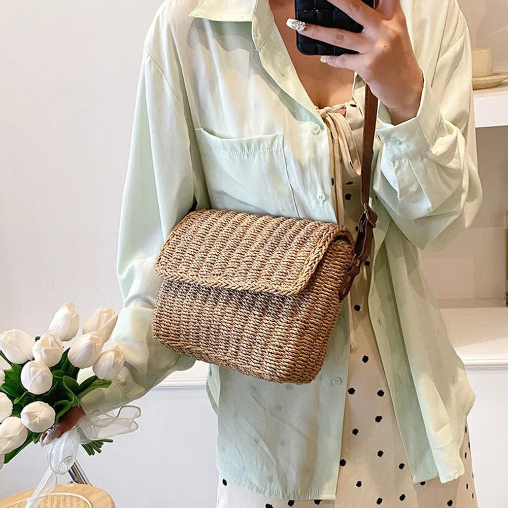 Straw Shoulder Bag Women – Handmade Raffia Crossbody Summer