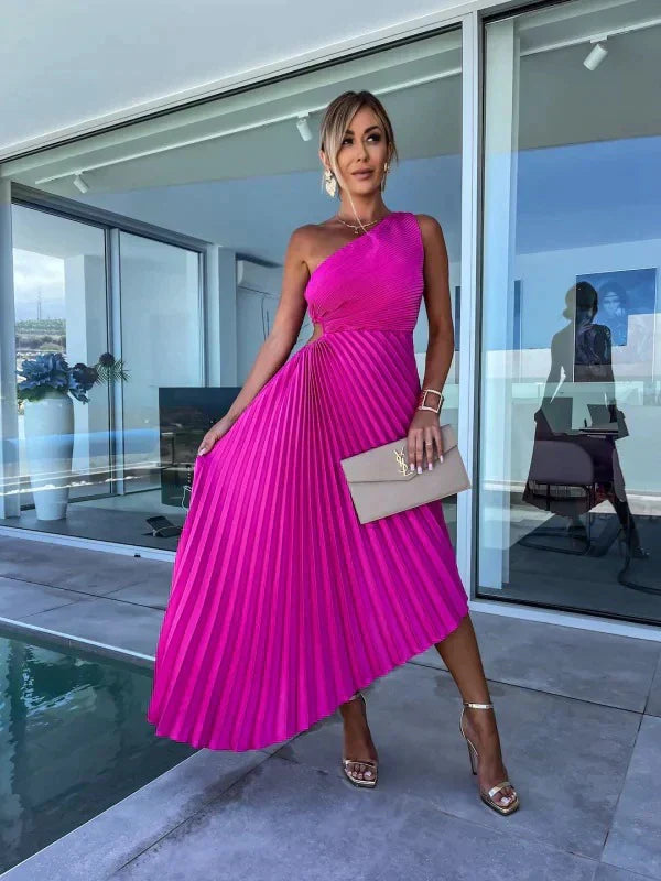 Women's dress pleated asymmetrical elegant | For summer or festive occasions