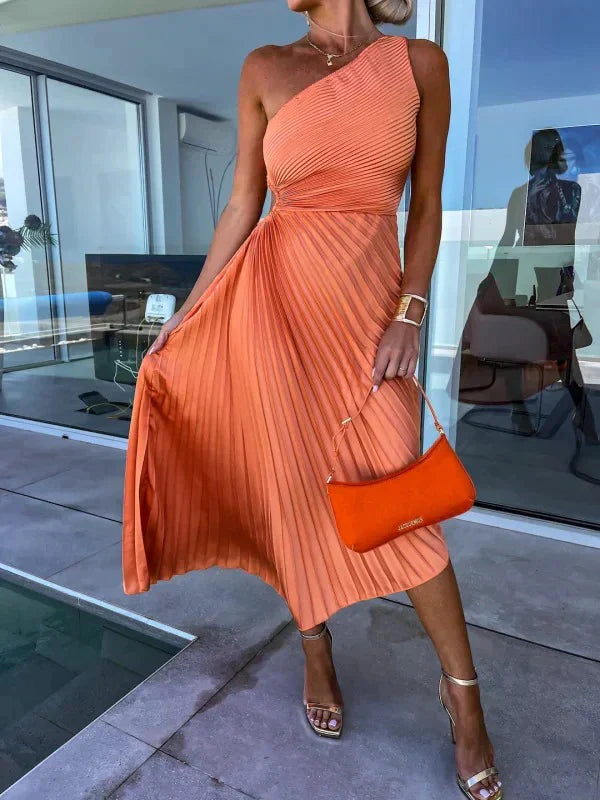 Women's dress pleated asymmetrical elegant | For summer or festive occasions