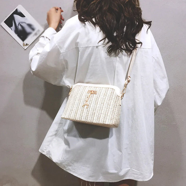 Boho Straw Shoulder Bag Women – Handmade Crossbody Bag Summer 2025