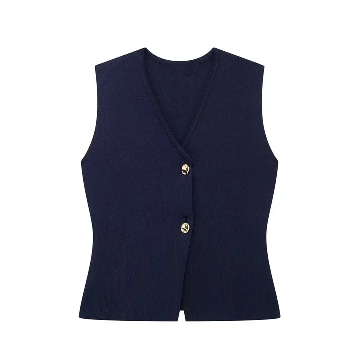 Vest top with V-neck – soft stretch, Stockholm chic