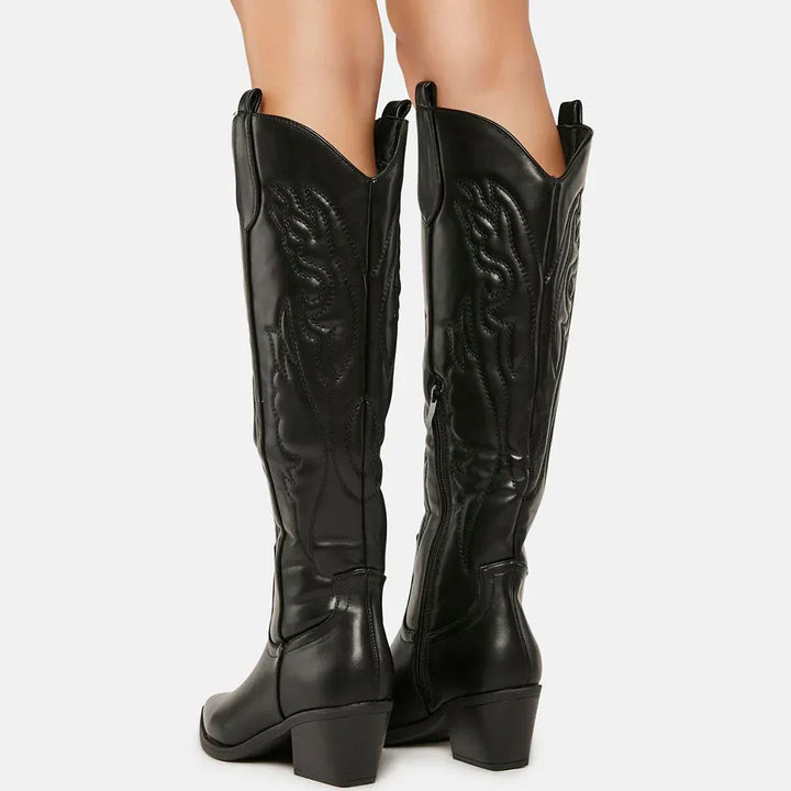 Women's cowboy boots knee-high - vegan leather - western look