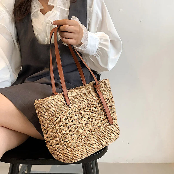 Luxury Straw Bag Women – Handmade Shoulder Bag Summer 2025