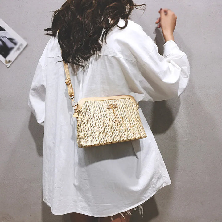 Boho Straw Shoulder Bag Women – Handmade Crossbody Bag Summer 2025