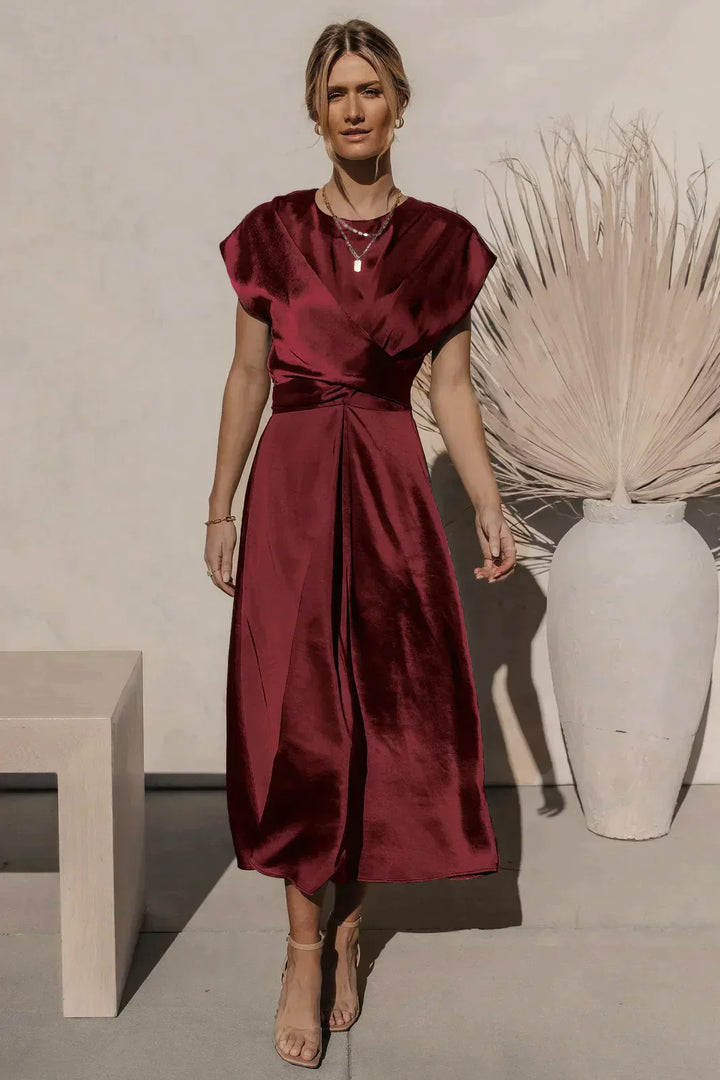 Women's midi dress – satin – elegant cut with cowl neckline