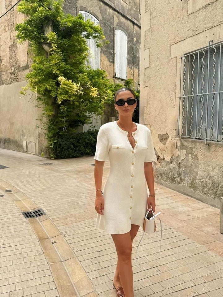 Elegant ribbed mini dress – figure-hugging, light & summery