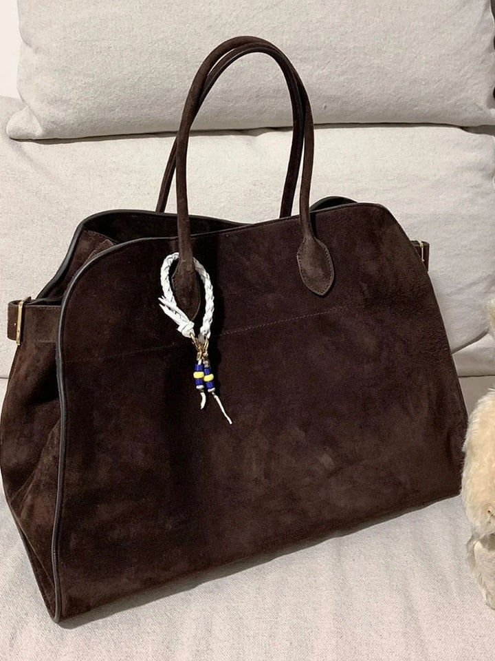 Large Women's Shopper Bag – Structured Shoulder Bag Suede/Leather