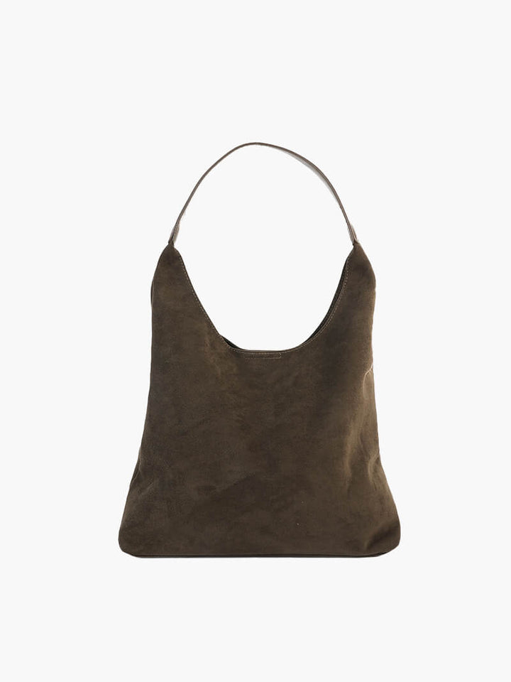 Elegant vegan suede bag – Spacious shoulder handbag