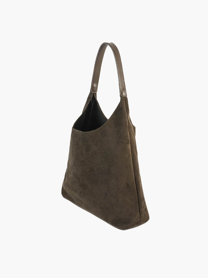 Elegant vegan suede bag – Spacious shoulder handbag