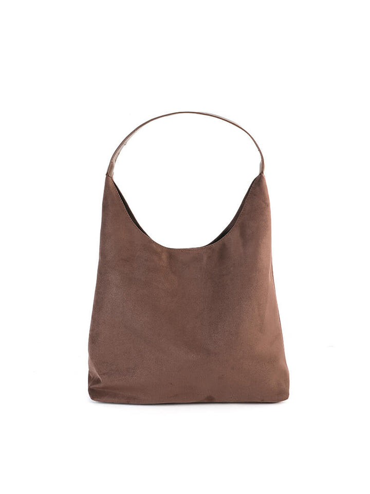 Elegant vegan suede bag – Spacious shoulder handbag