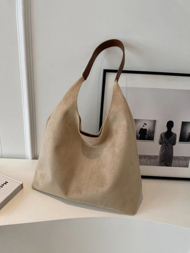 Elegant vegan suede bag – Spacious shoulder handbag