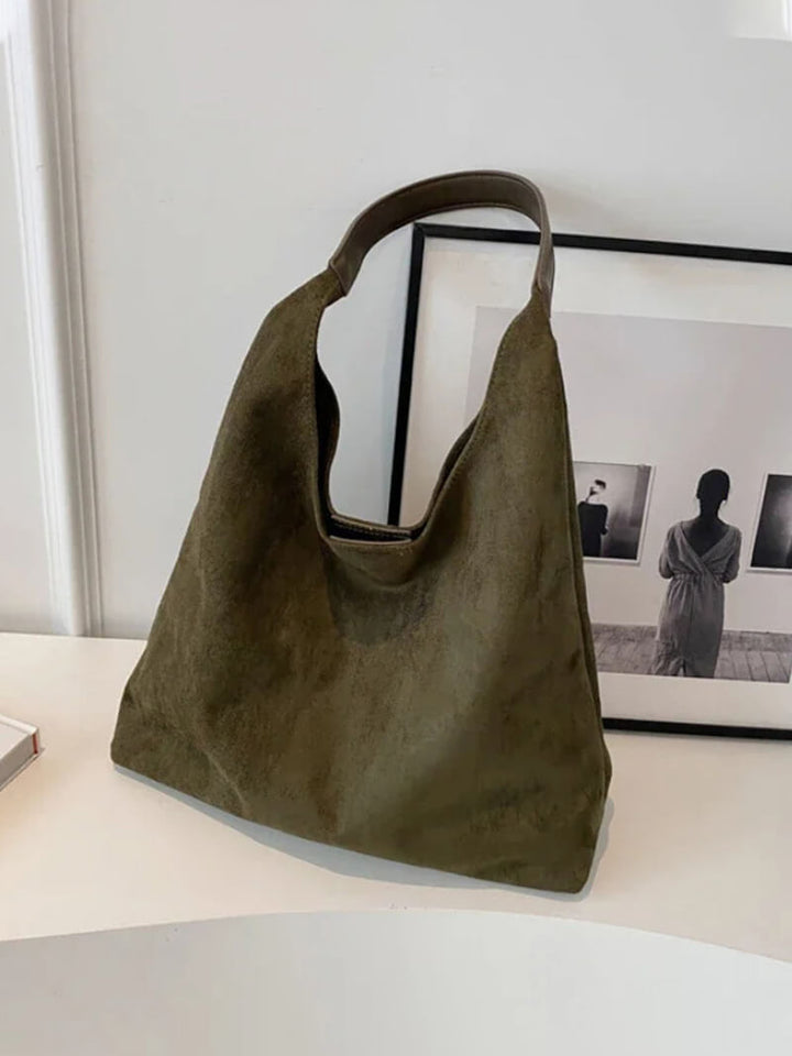 Elegant vegan suede bag – Spacious shoulder handbag