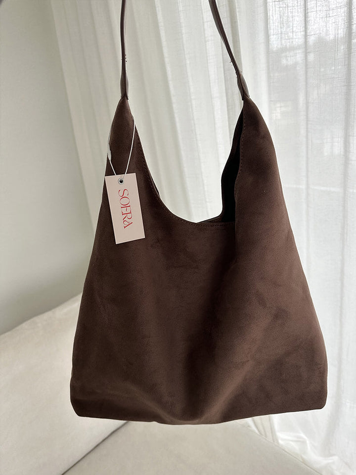 Elegant vegan suede bag – Spacious shoulder handbag