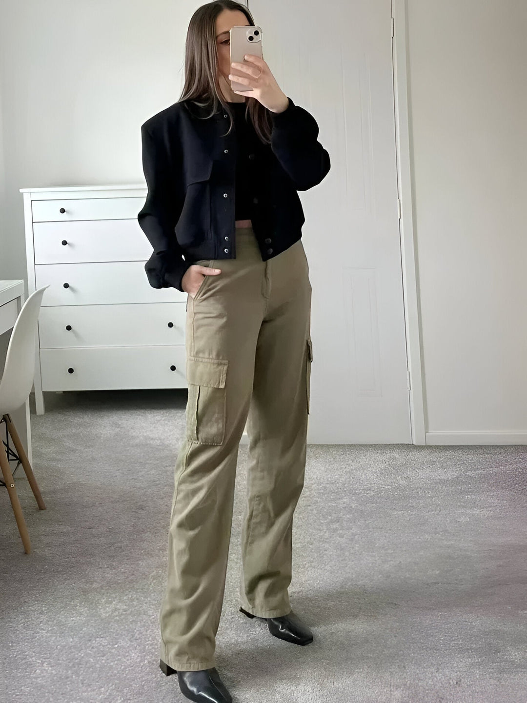 Short women's transitional jacket – college jacket with buttons & cuffs