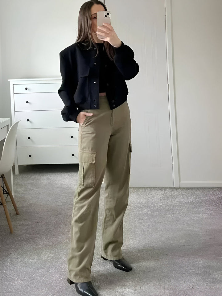 Short women's transitional jacket – college jacket with buttons & cuffs