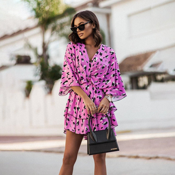 Women's Mini Dress – Floral Pattern – Sleeveless – Ruffle Skirt – Summer Party Dress