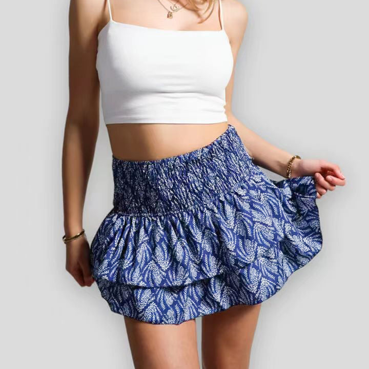 Summer skirt with floral pattern – Light, high-waist, A-line