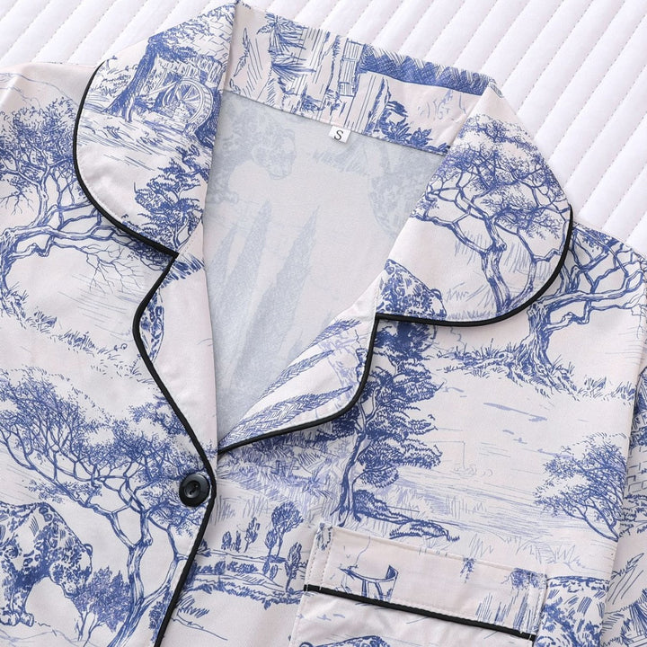 Women's shorts set with print and contrast trim – summer co-ord