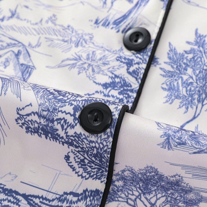 Women's shorts set with print and contrast trim – summer co-ord