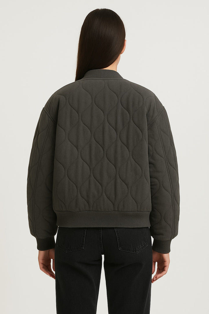 Oversized women's bomber jacket – transitional jacket with zipper