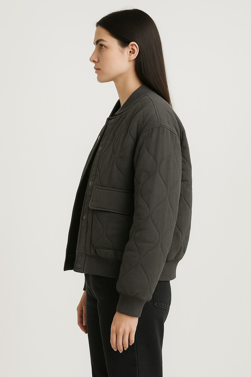 Oversized women's bomber jacket – transitional jacket with zipper