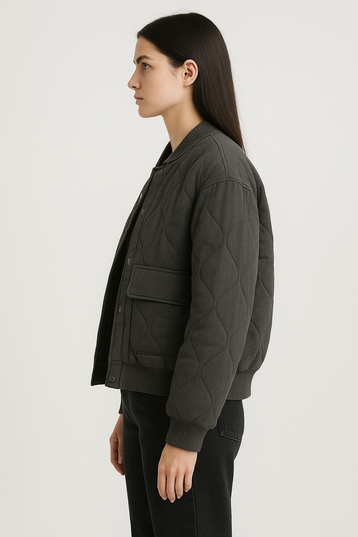 Oversized women's bomber jacket – transitional jacket with zipper