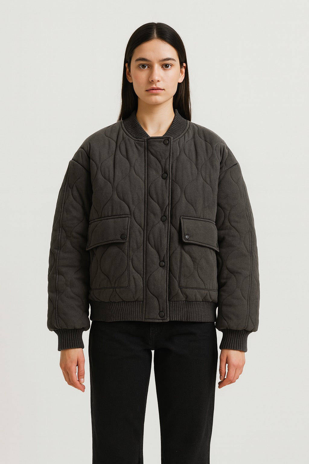 Oversized women's bomber jacket – transitional jacket with zipper