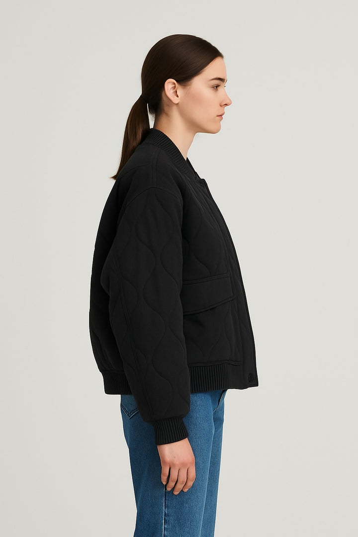 Oversized women's bomber jacket – transitional jacket with zipper