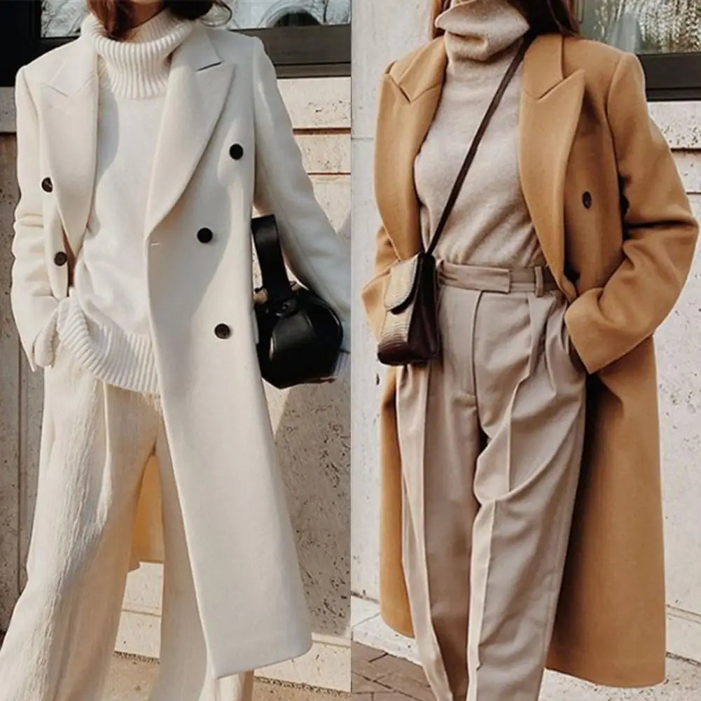 Elegant women's trench coat – double-breasted & lapel collar – autumn & winter
