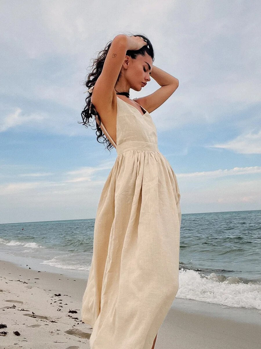 Linen Boho Maxi Dress | Beach Dress, Summer Dress