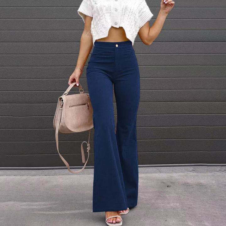 Women's velvet pants with high waistband and elegant cut